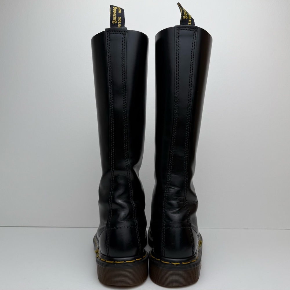 Vintage Dr. Martens MIE Black Smooth Leather Tall 20 Eye Boots UK 5 - Picture 12 of 16
